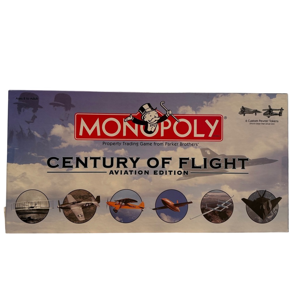 Monopoly Century of Flight Aviation Edition Board Game Blue Aircraft